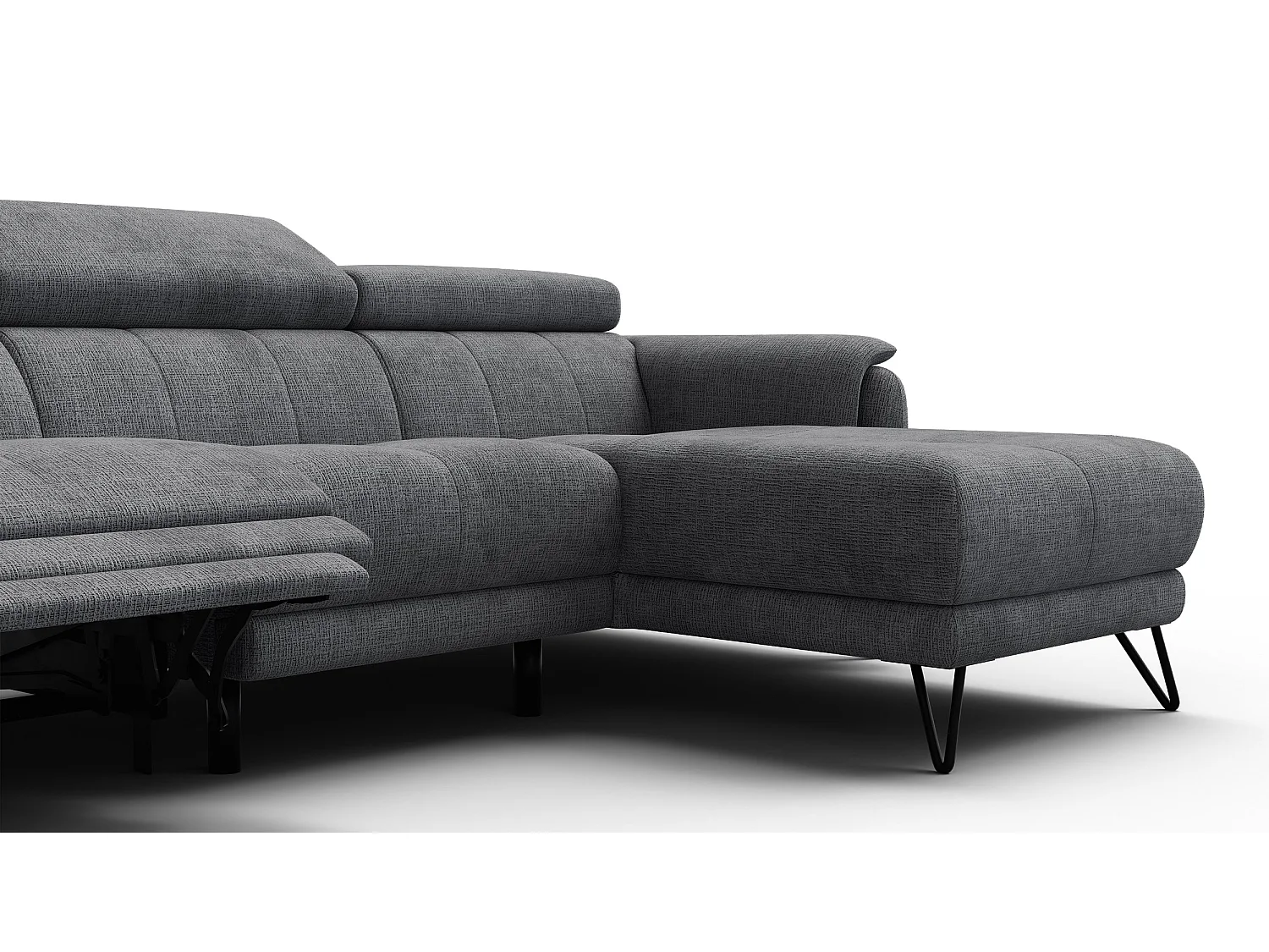 Ecksofa 4-Sitzer mit Relax RODEN, dunkelgrau