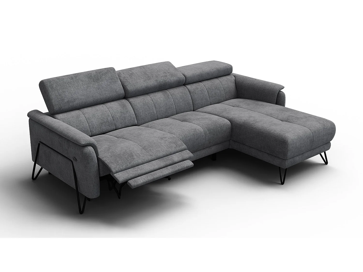 Ecksofa 4-Sitzer mit Relax RODEN, dunkelgrau