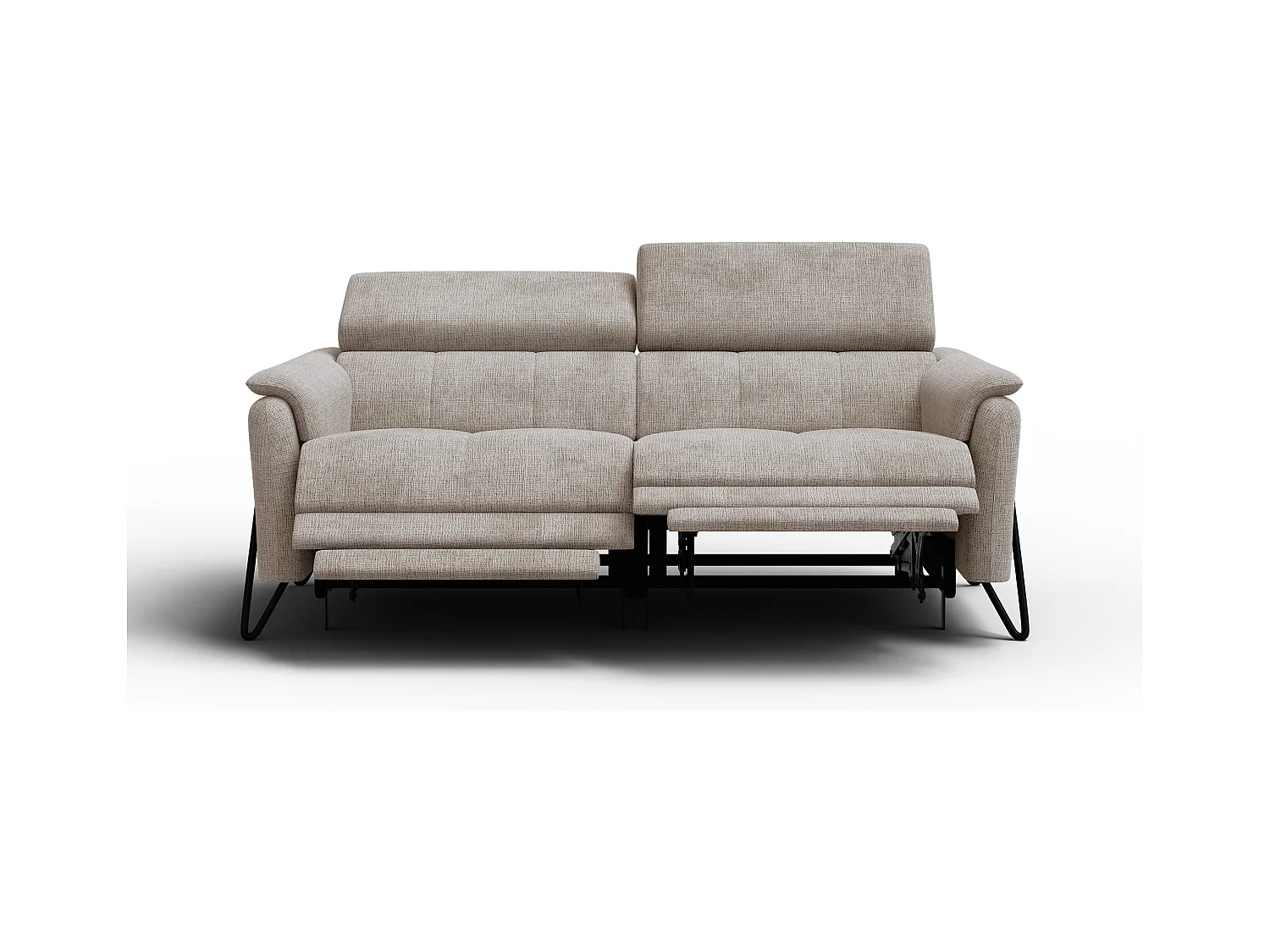 Canapé RODEN 3 places avec 2 Relax, tissu beige