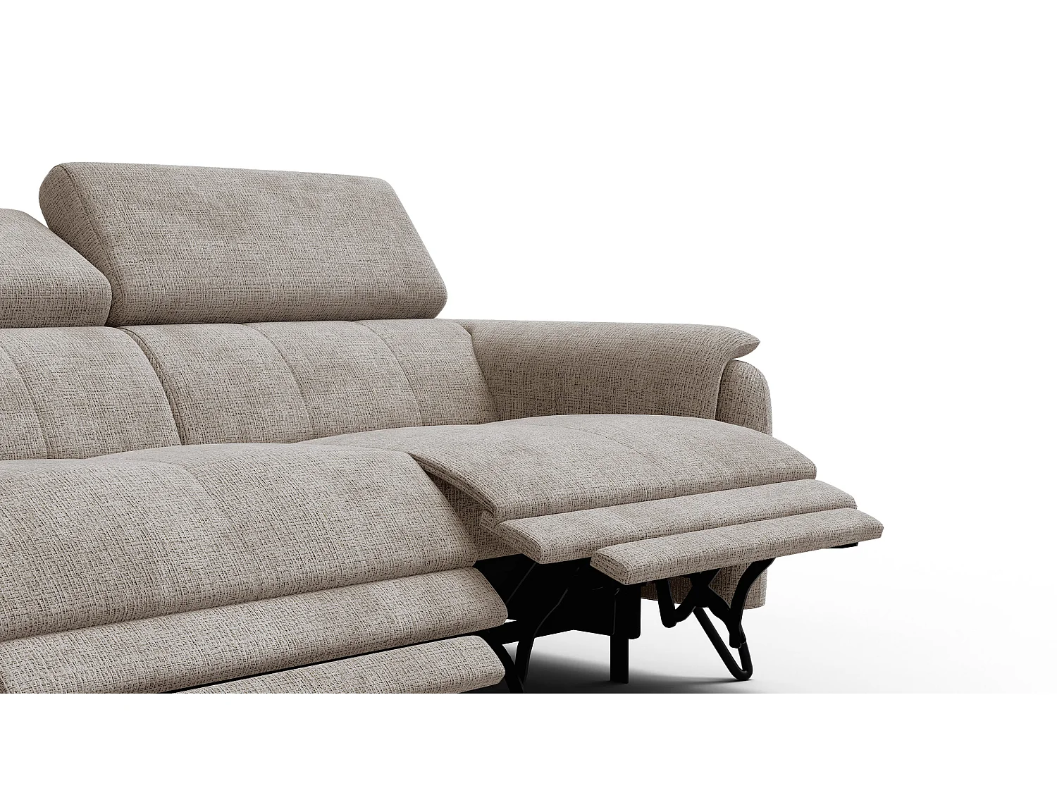 Canapé RODEN 3 places avec 2 Relax, tissu beige