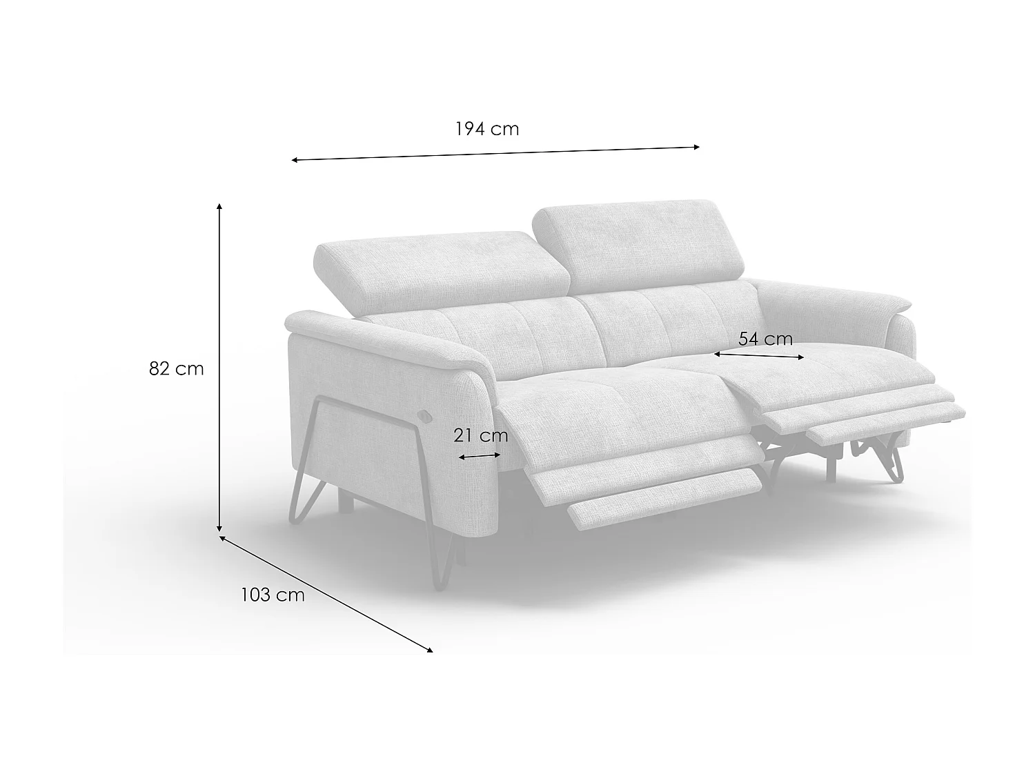 Relaxsofa 3-Sitzer RODEN, beige