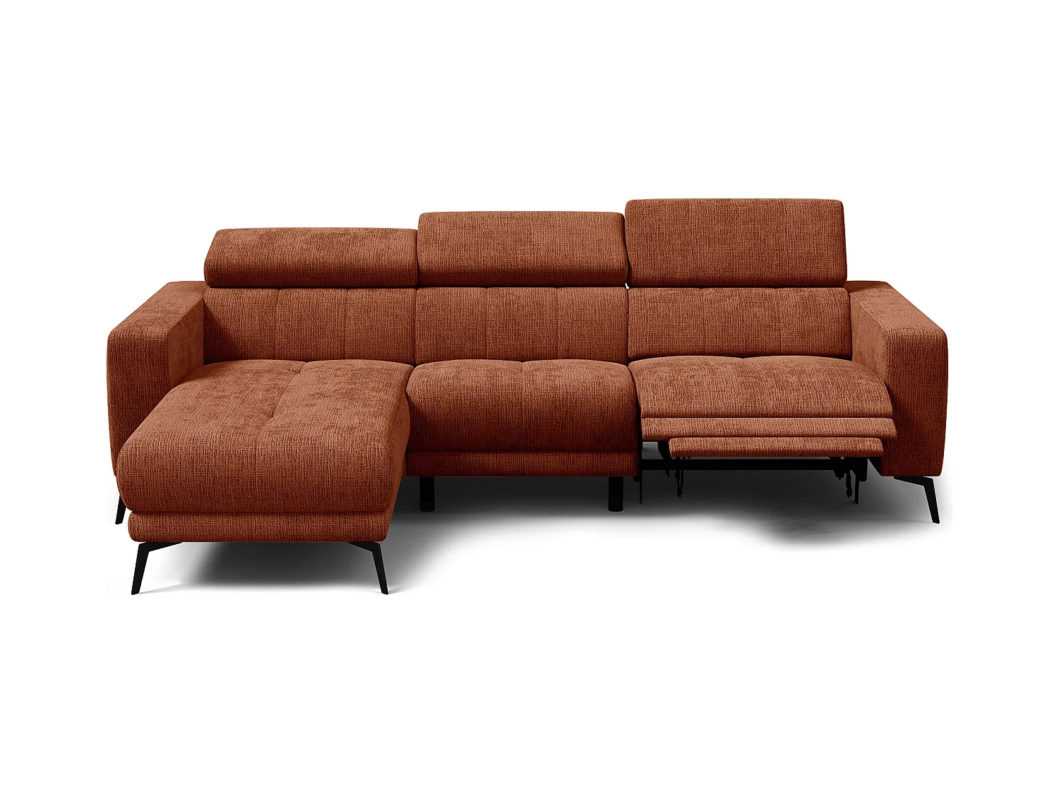 Canapé d'angle 4 places MORELLO avec 1 x Relax Zero Gravity, tissu orange foncé