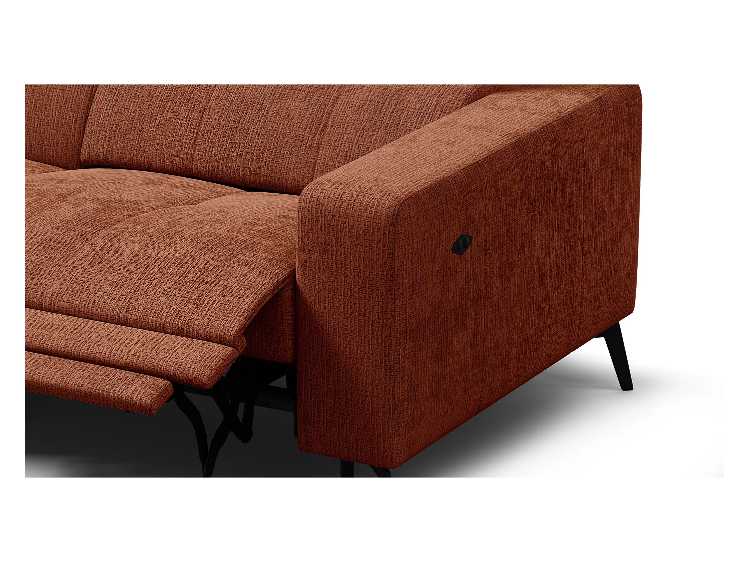 Canapé d'angle 4 places MORELLO avec 1 x Relax Zero Gravity, tissu orange foncé