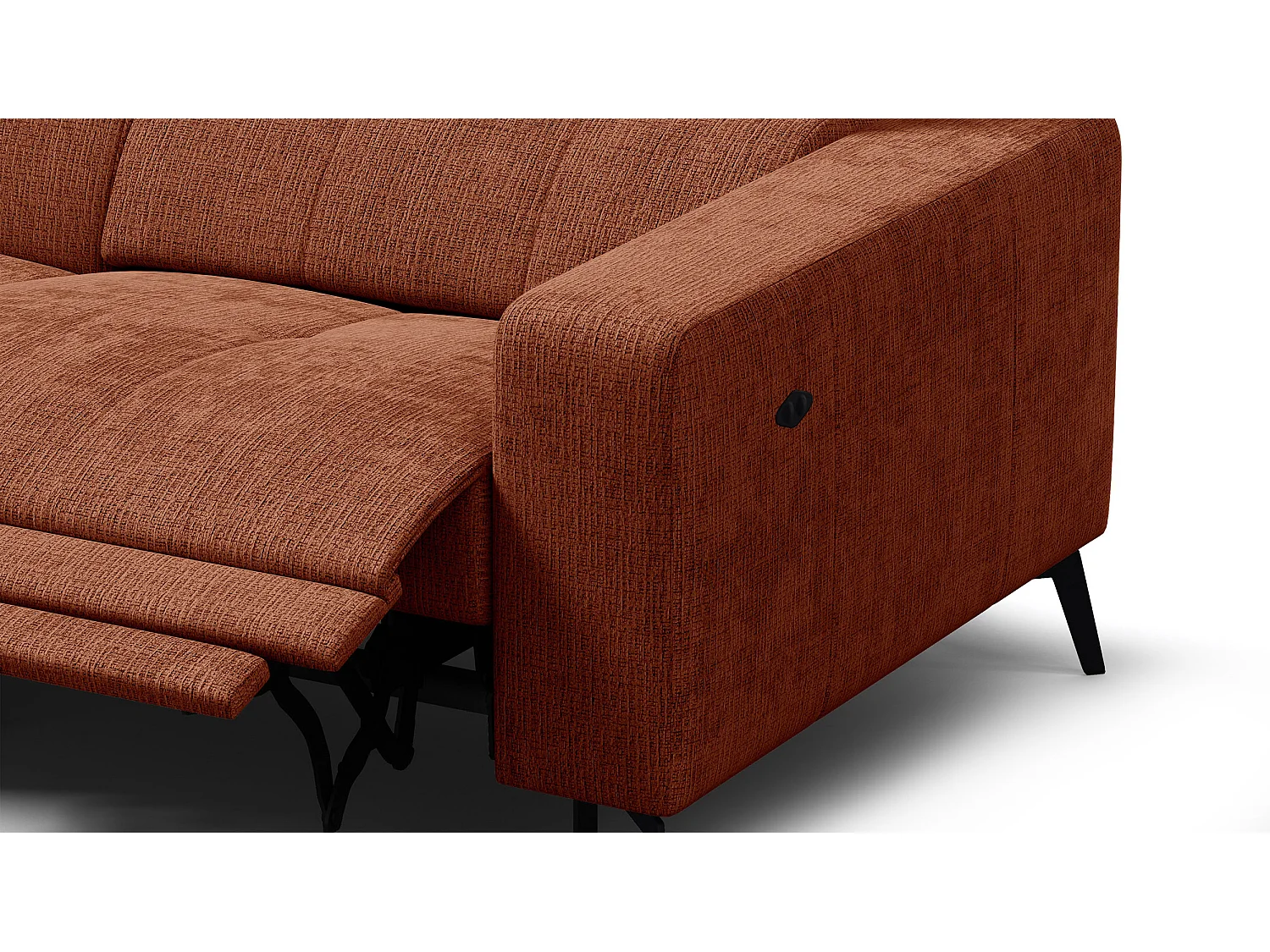 Canapé d'angle 4 places MORELLO avec 1 x Relax Zero Gravity, tissu orange foncé