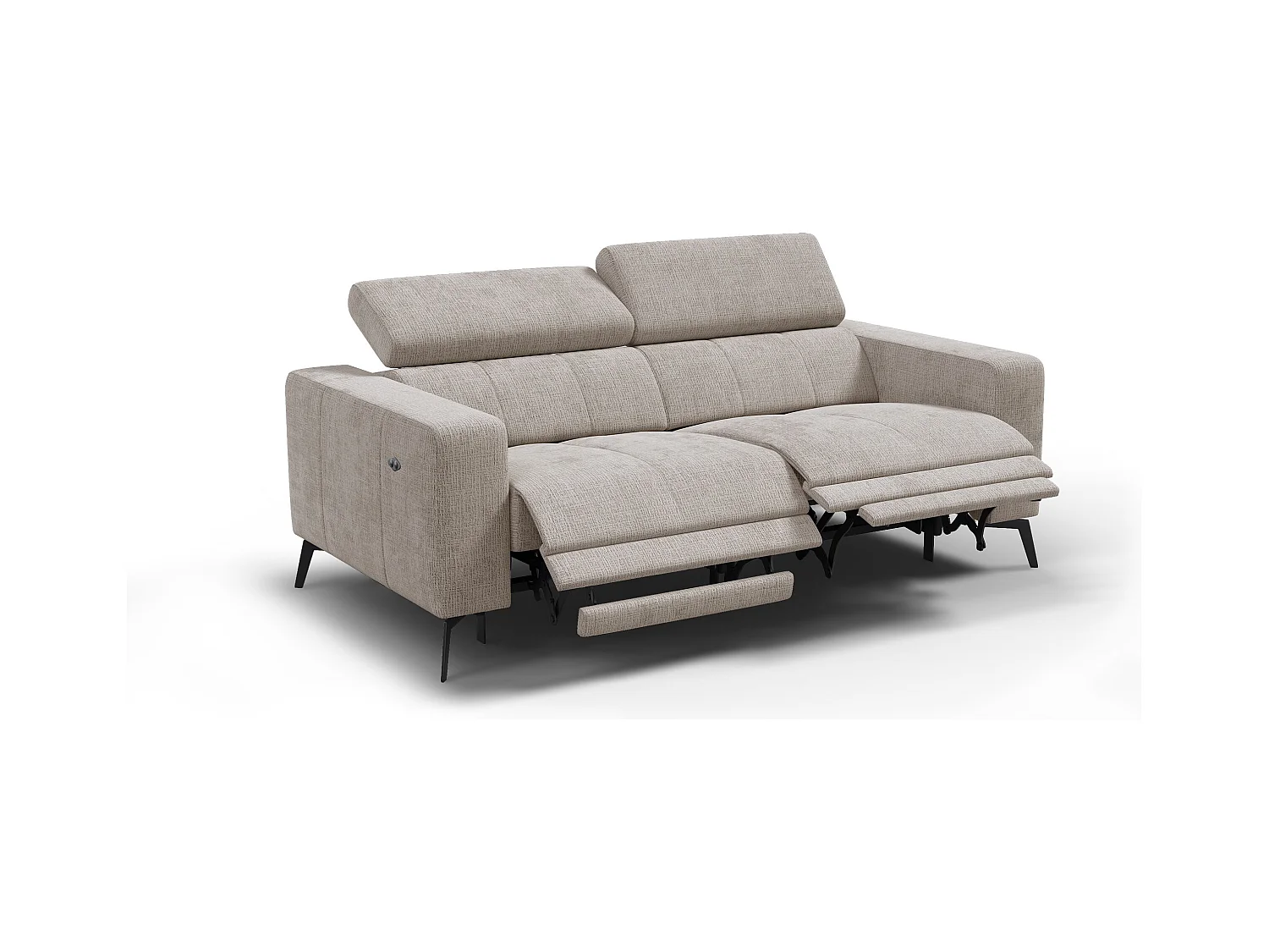 Canapé 3 places MORELLO avec 2 x Relax Zero Gravity, tissu beige