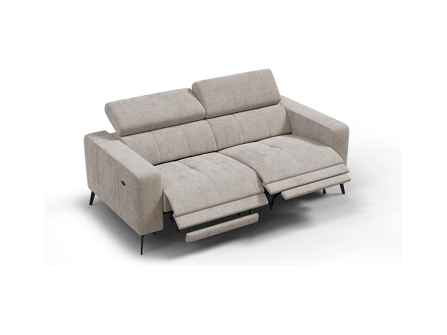 Canapé 3 places MORELLO avec 2 x Relax Zero Gravity, tissu beige