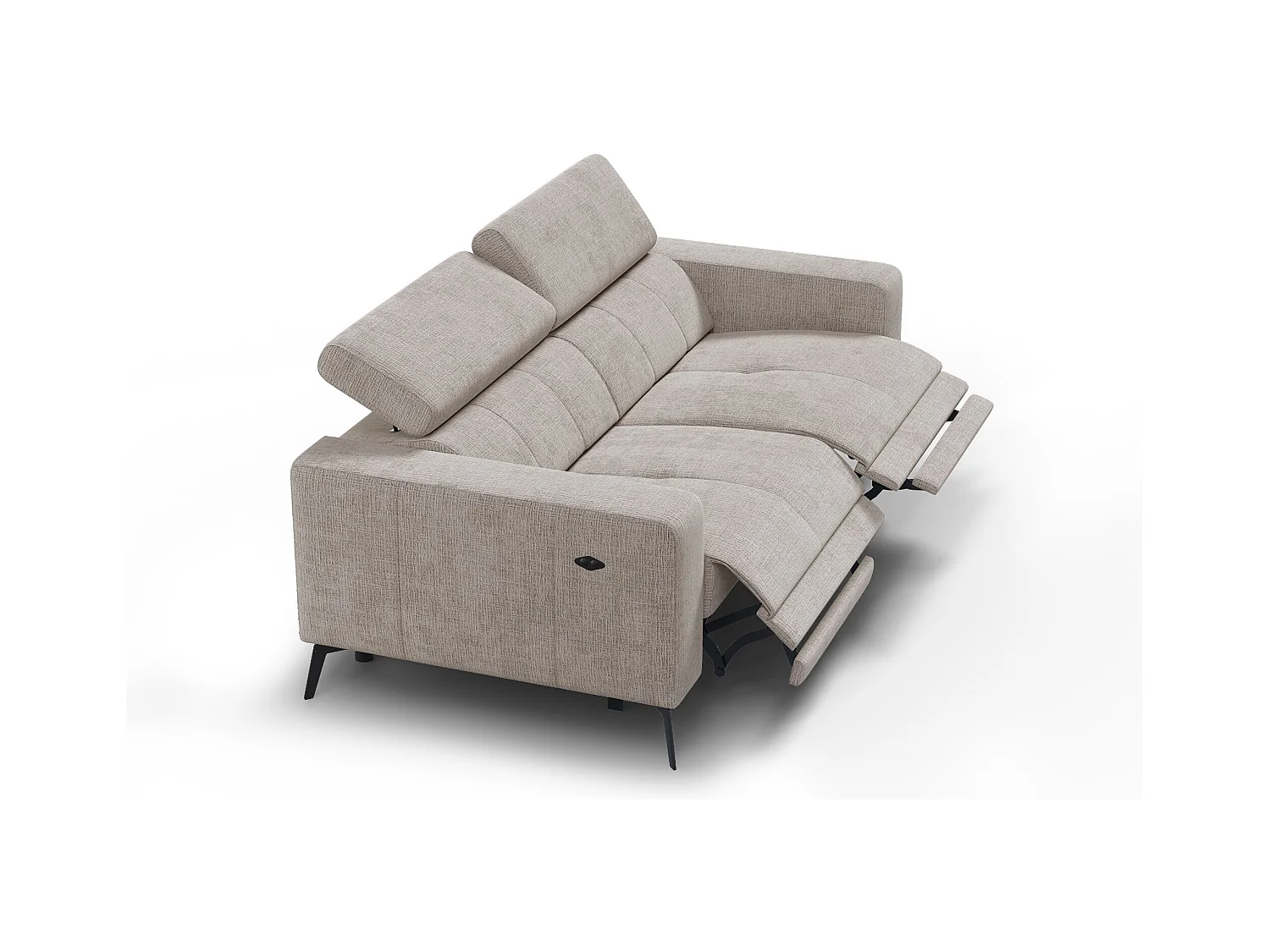 Canapé 3 places MORELLO avec 2 x Relax Zero Gravity, tissu beige