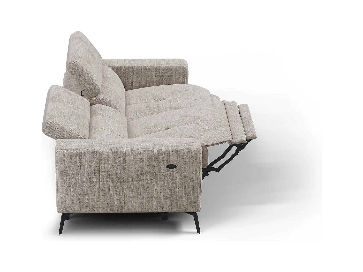 Canapé 3 places MORELLO avec 2 x Relax Zero Gravity, tissu beige