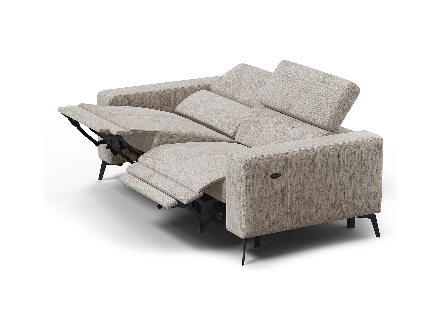 Canapé 3 places MORELLO avec 2 x Relax Zero Gravity, tissu beige