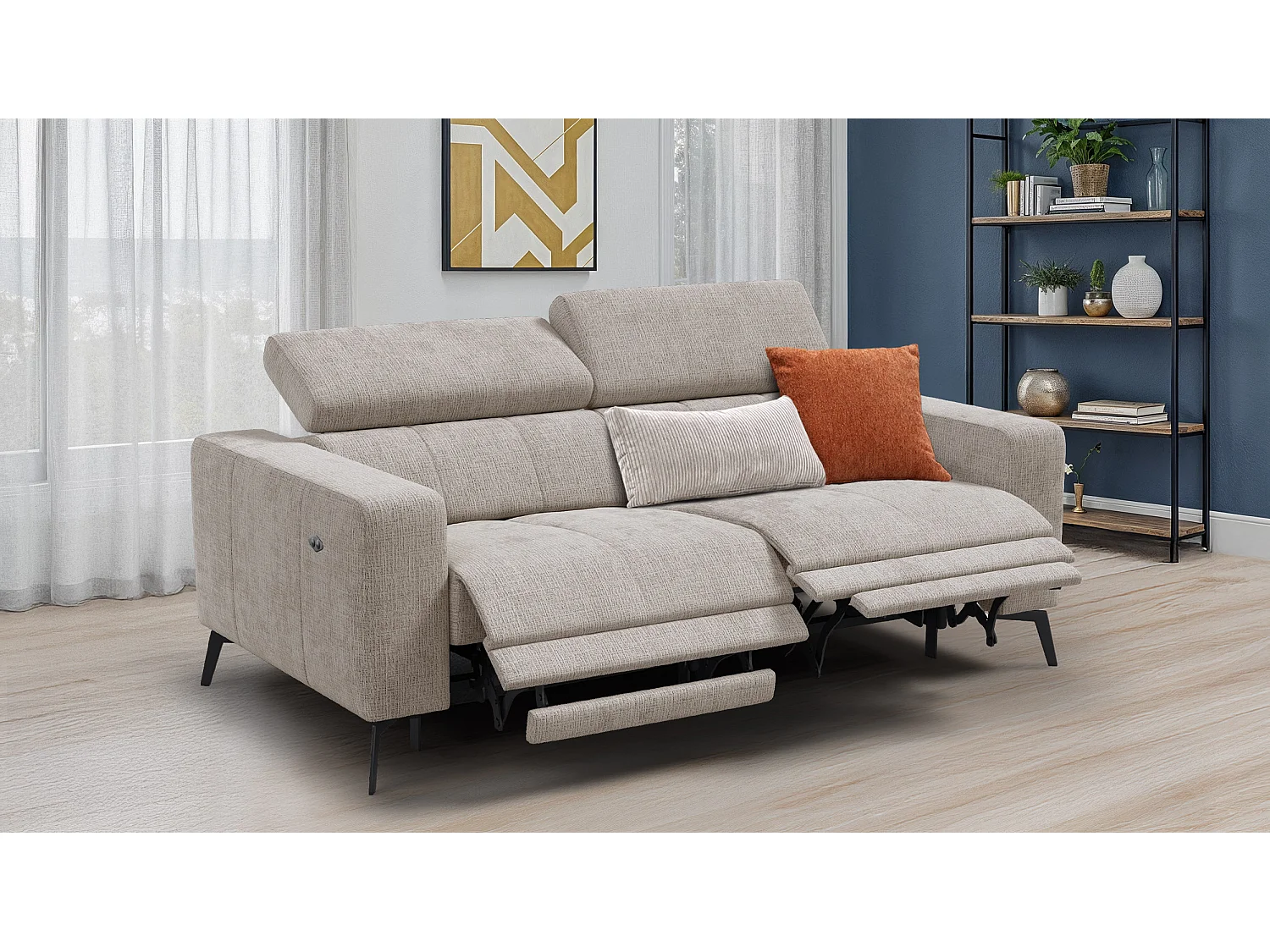 Relaxsofa 3-Sitzer MORELLO, beige, 2 x Relax Zero Gravity