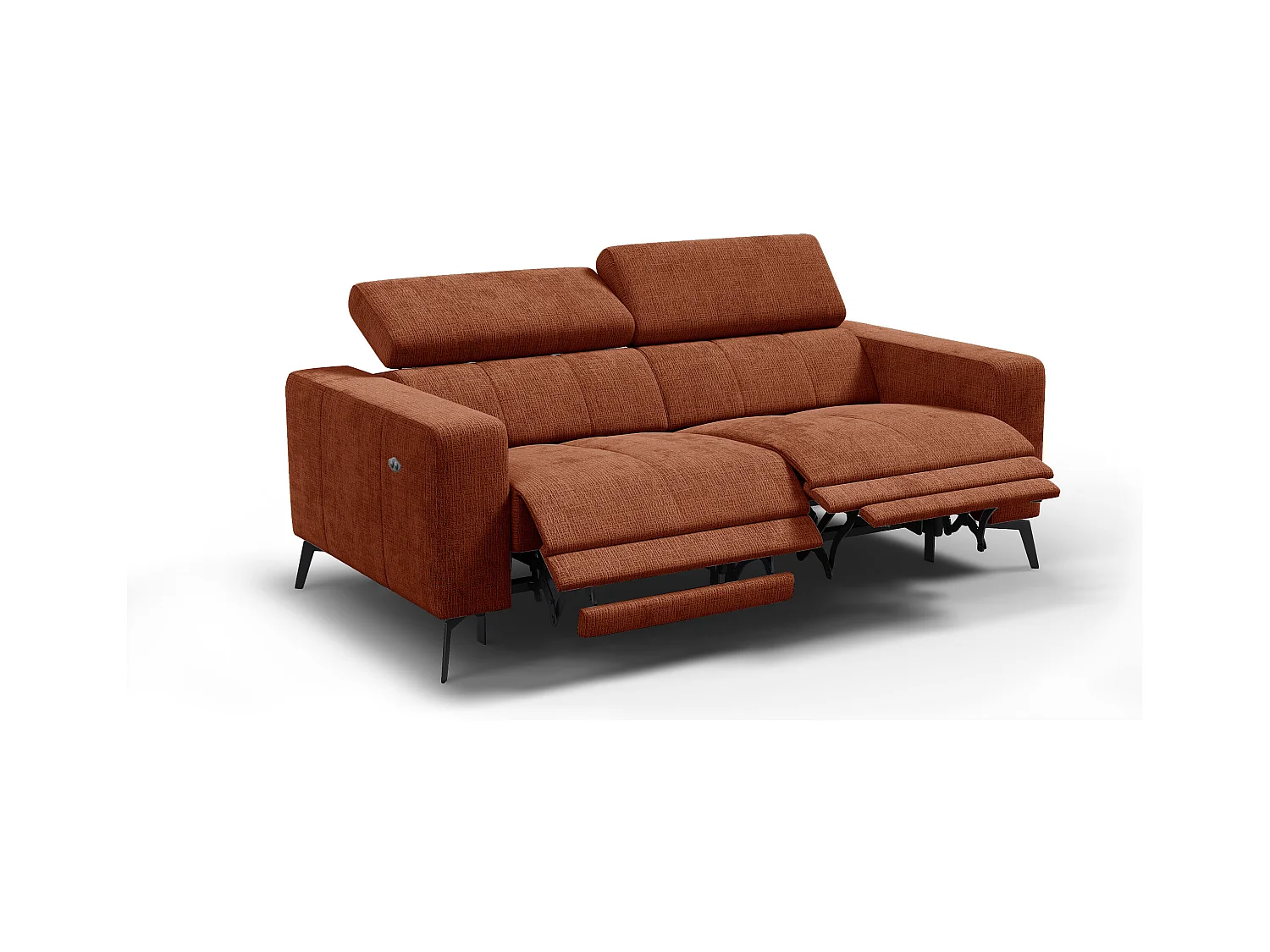 Canapé 3 places MORELLO avec 2 x Relax Zero Gravity, tissu orange foncé