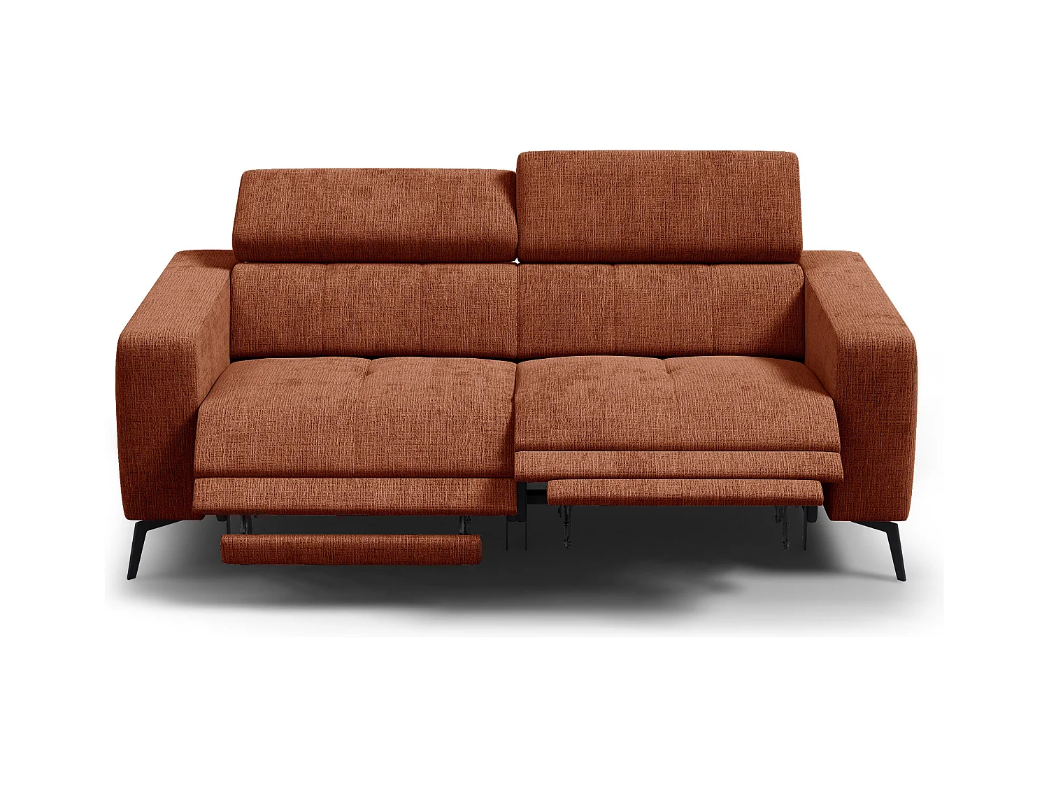 Canapé 3 places MORELLO avec 2 x Relax Zero Gravity, tissu orange foncé