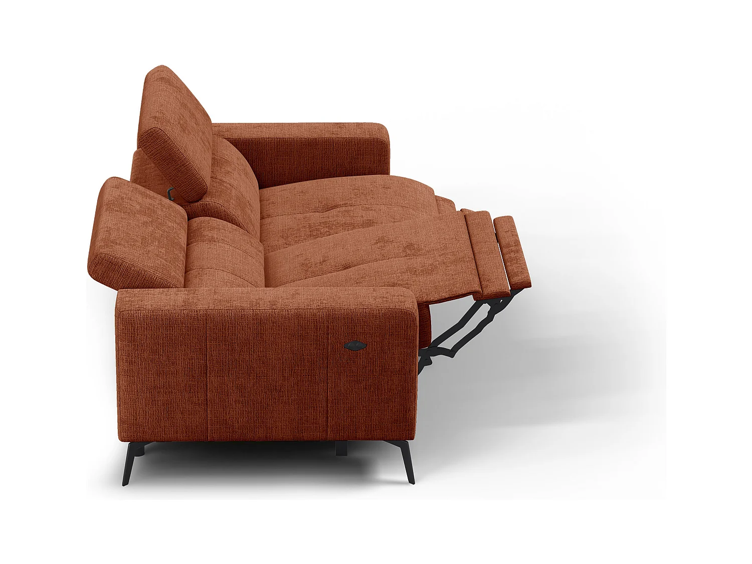 Canapé 3 places MORELLO avec 2 x Relax Zero Gravity, tissu orange foncé