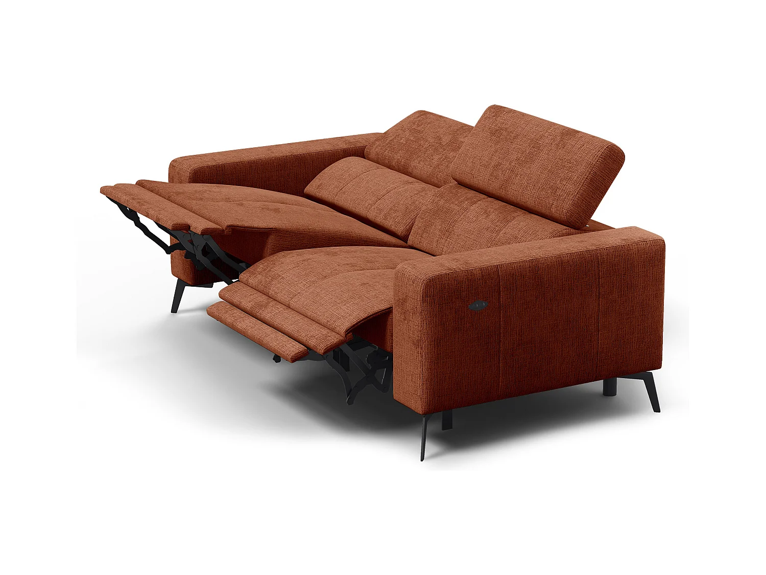 Canapé 3 places MORELLO avec 2 x Relax Zero Gravity, tissu orange foncé