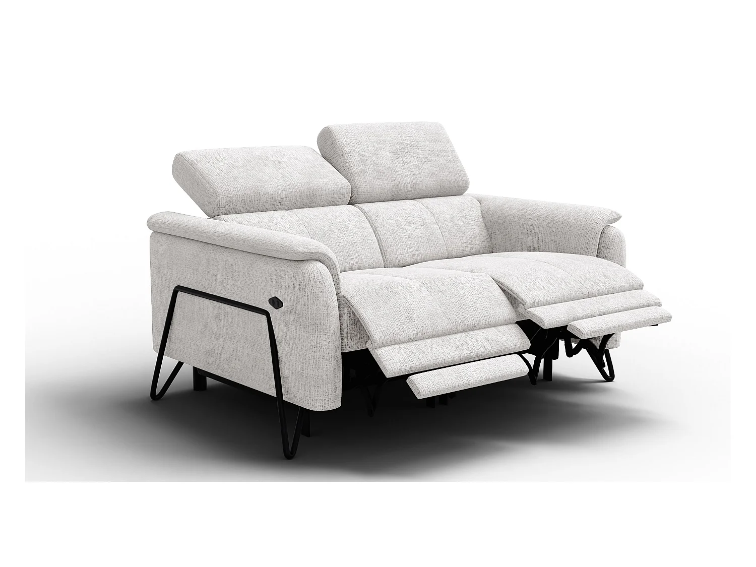 Canapé RODEN 2 places avec 2 Relax, tissu crème