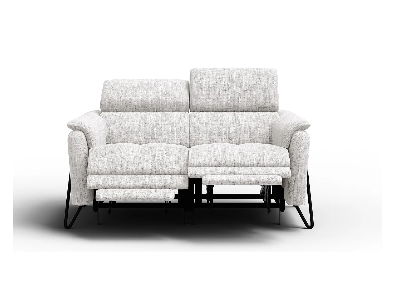 Canapé RODEN 2 places avec 2 Relax, tissu crème