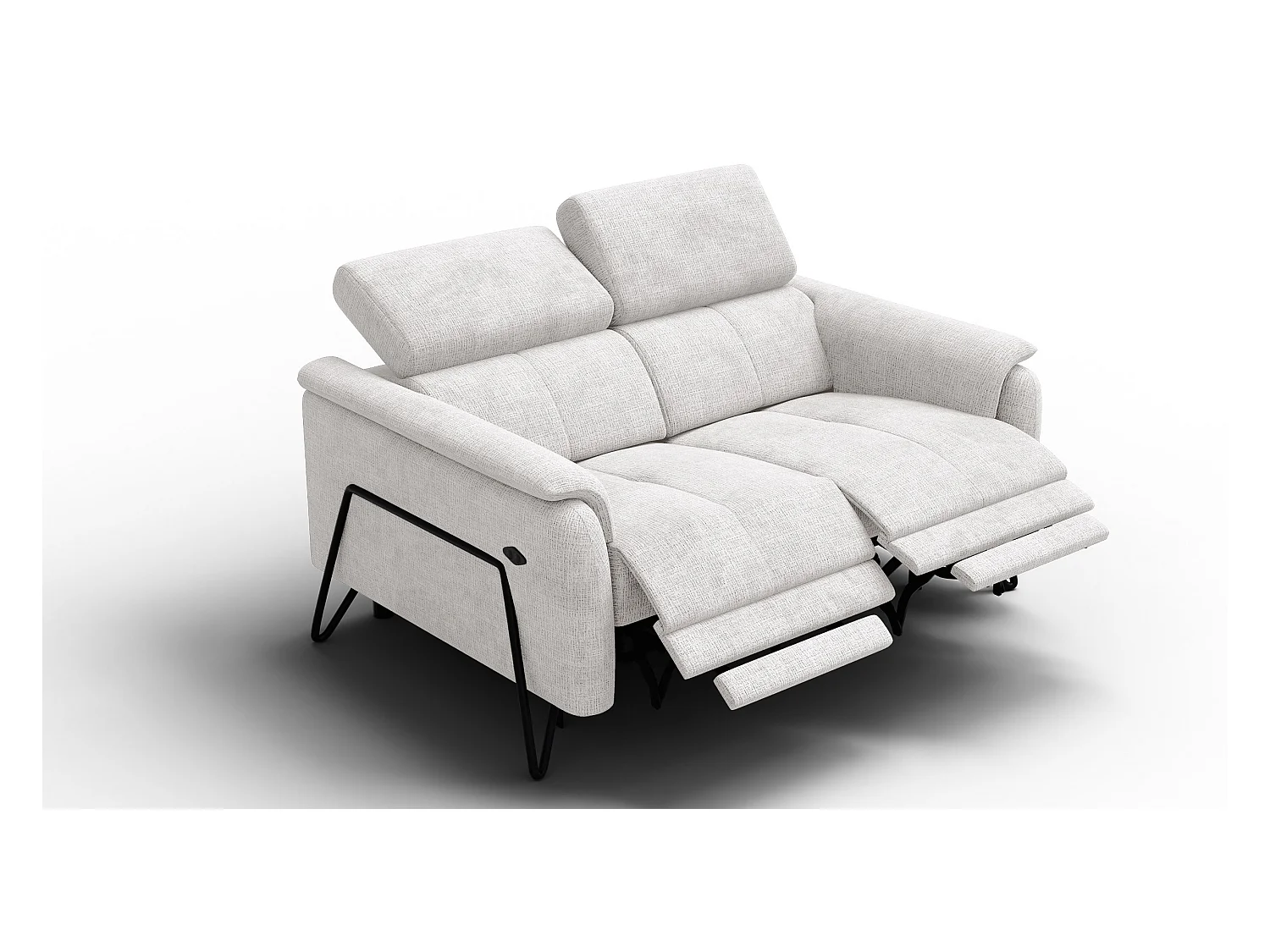 Canapé RODEN 2 places avec 2 Relax, tissu crème