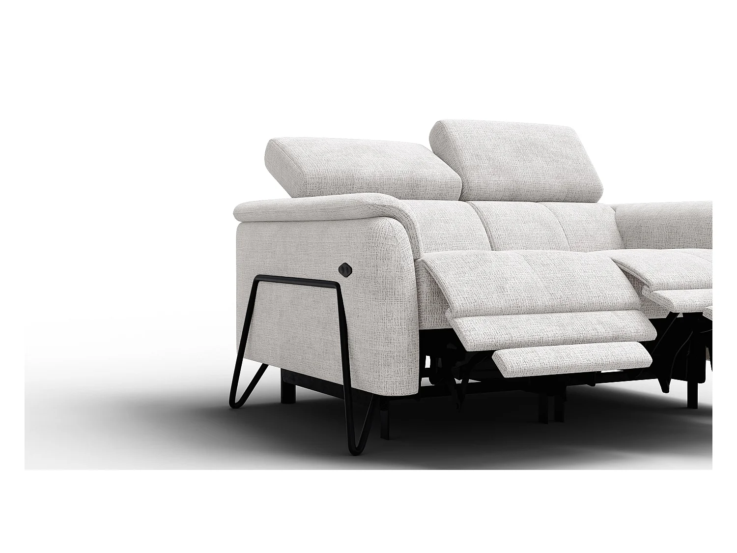 Canapé RODEN 2 places avec 2 Relax, tissu crème