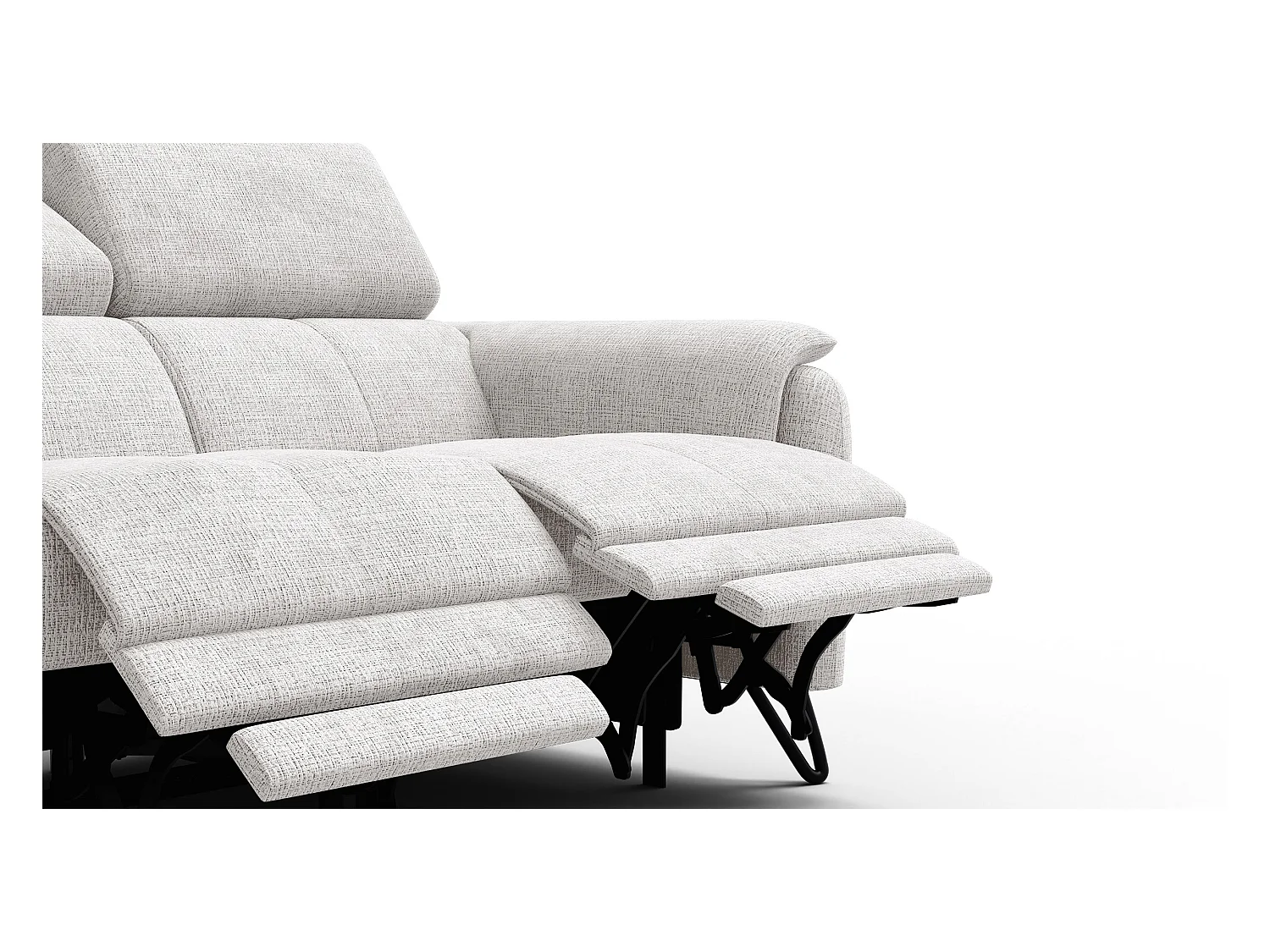 Canapé RODEN 2 places avec 2 Relax, tissu crème