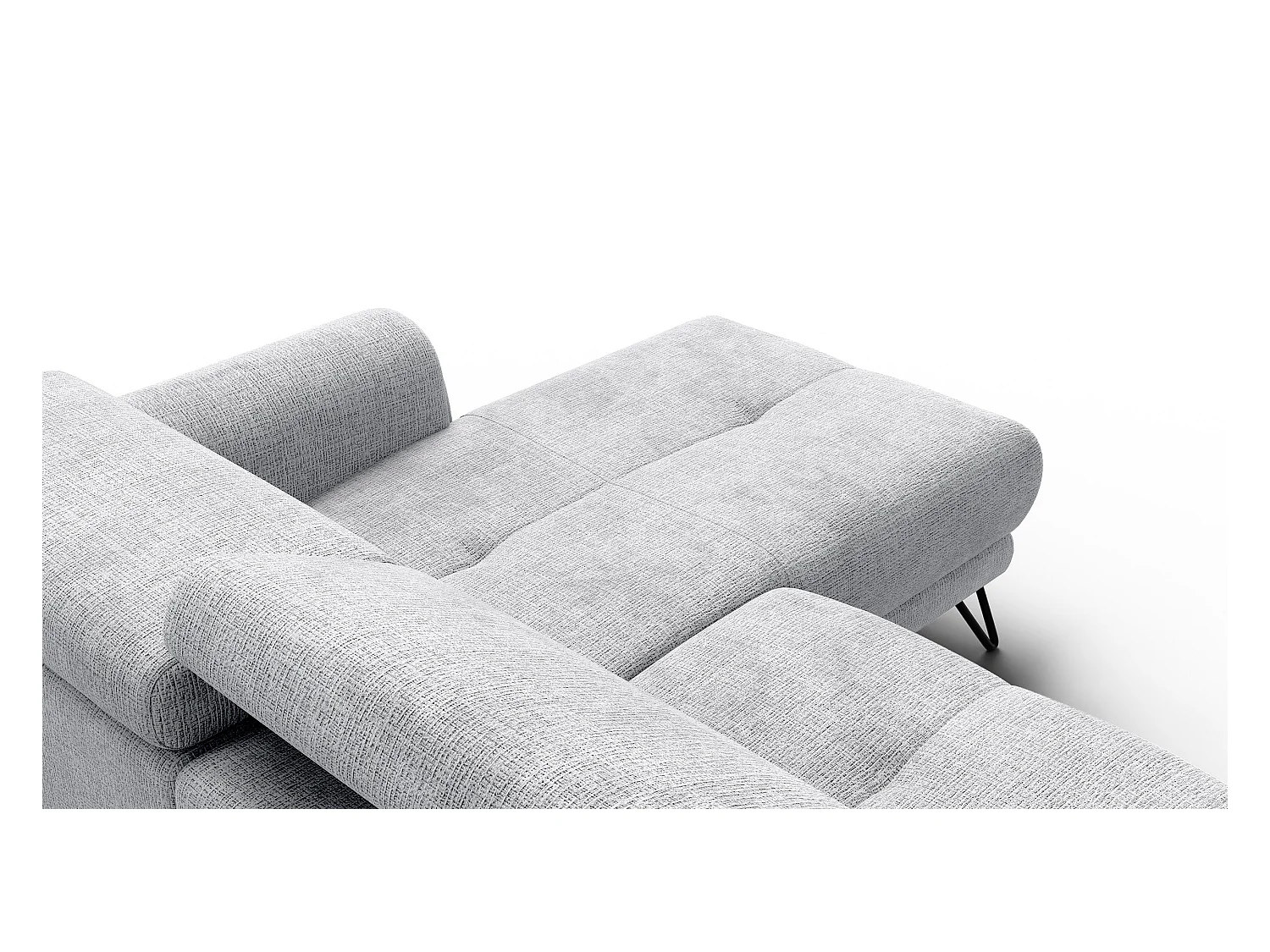 Canapé d'angle 4 places RODEN avec Relax, tissu gris clair