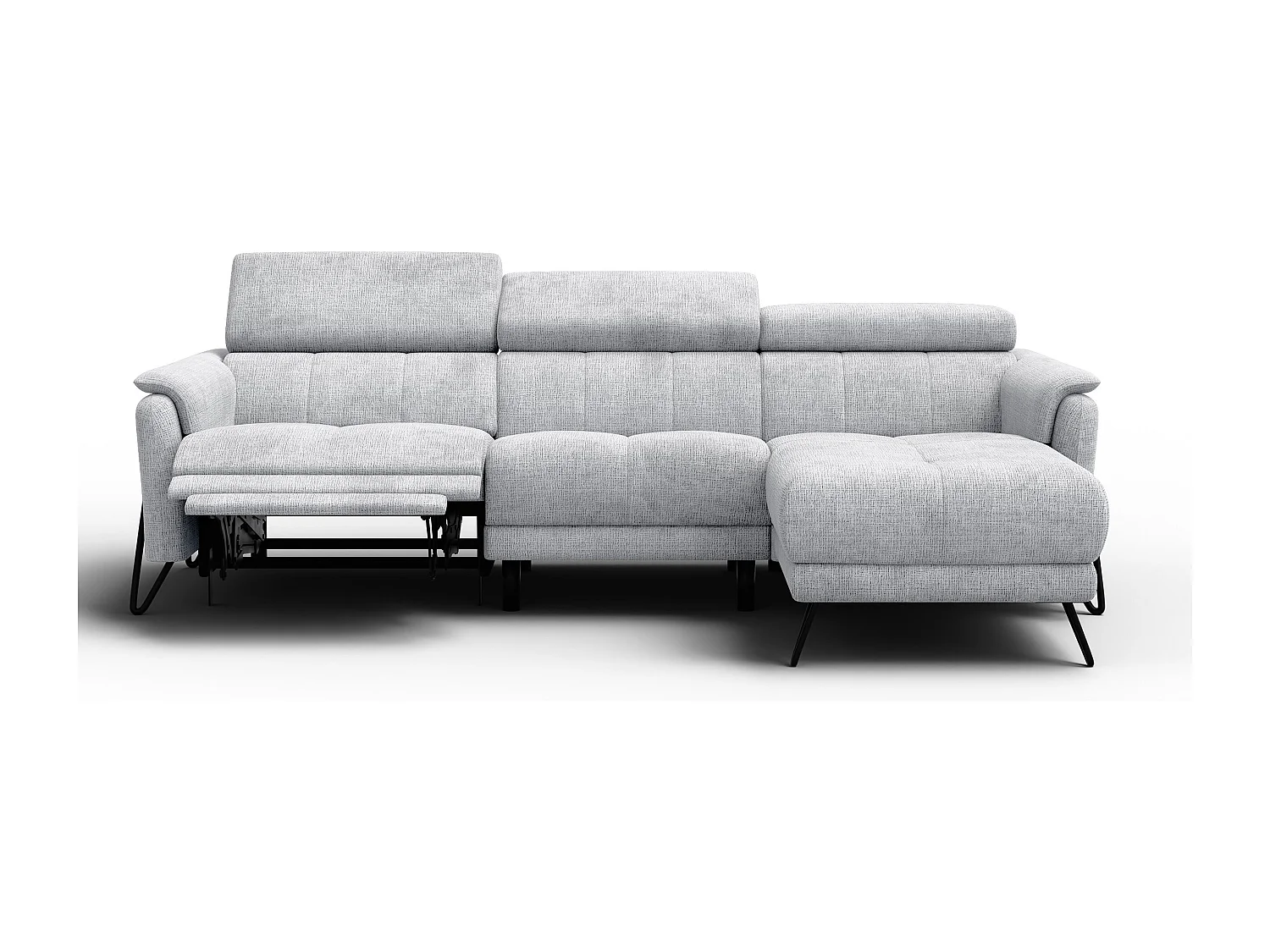 Ecksofa 4-Sitzer mit Relax RODEN, hellgrau