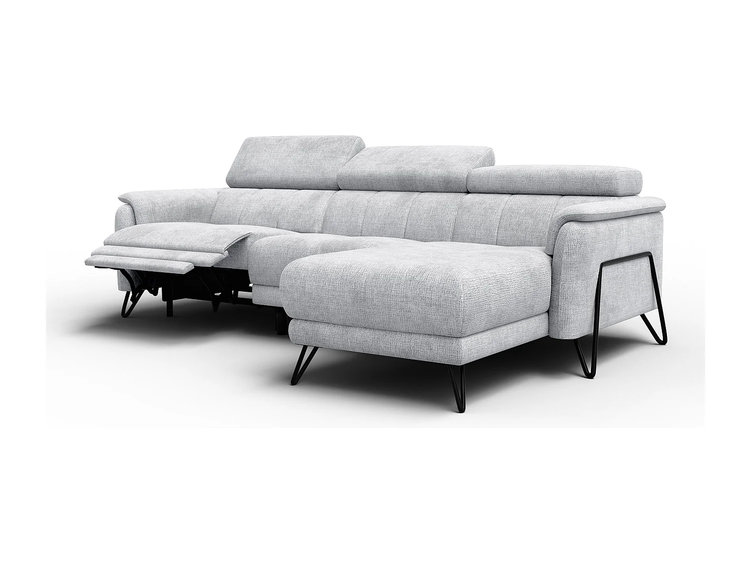 Ecksofa 4-Sitzer mit Relax RODEN, hellgrau
