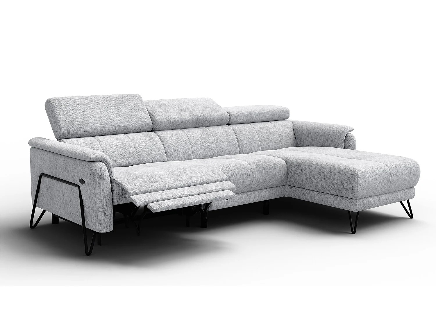 Ecksofa 4-Sitzer mit Relax RODEN, hellgrau