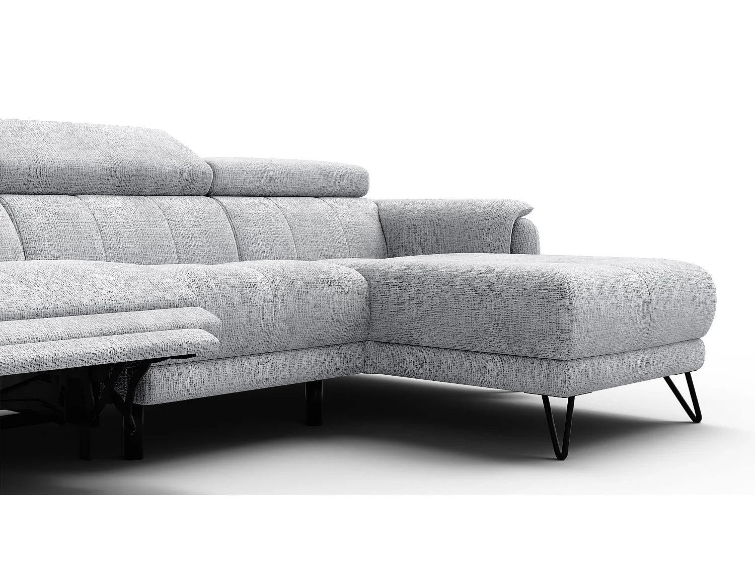 Ecksofa 4-Sitzer mit Relax RODEN, hellgrau