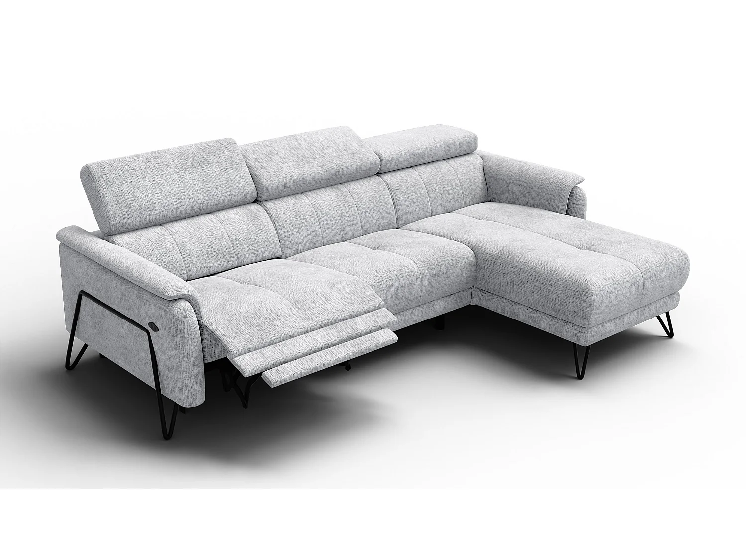 Ecksofa 4-Sitzer mit Relax RODEN, hellgrau