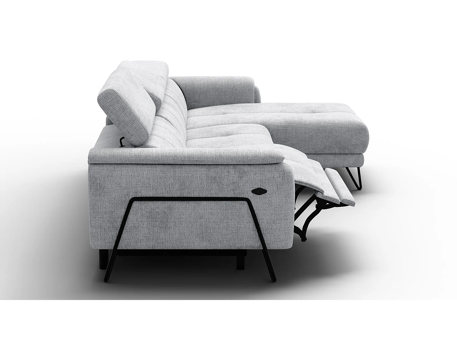Ecksofa 4-Sitzer mit Relax RODEN, hellgrau