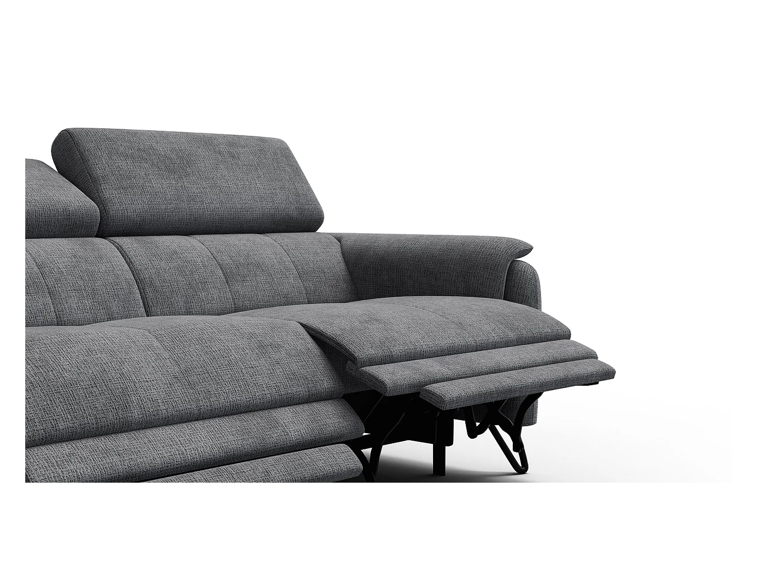 Canapé RODEN 3 places avec 2 Relax, tissu gris foncé