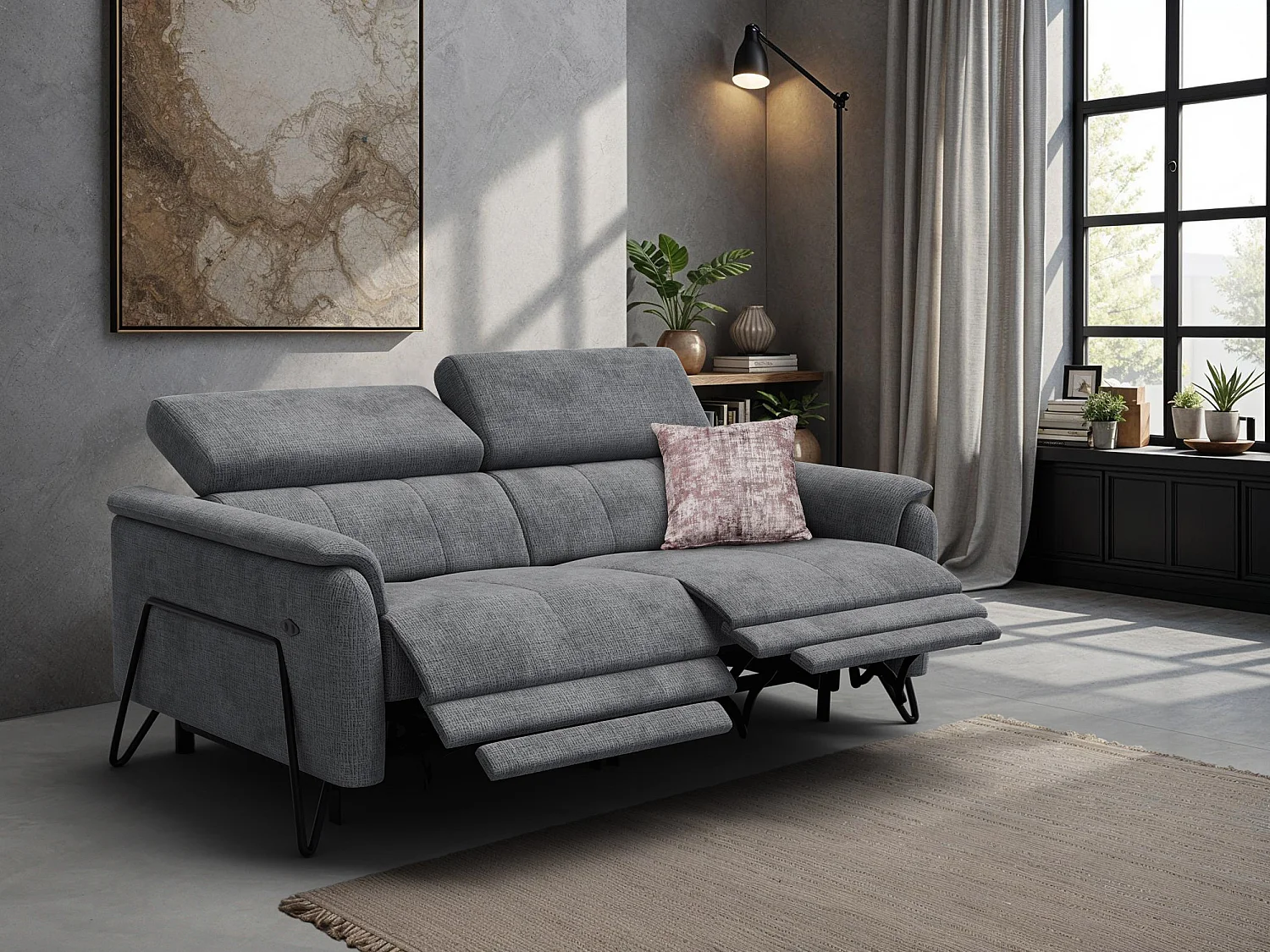 Relaxsofa 3-Sitzer RODEN, dunkelgrau