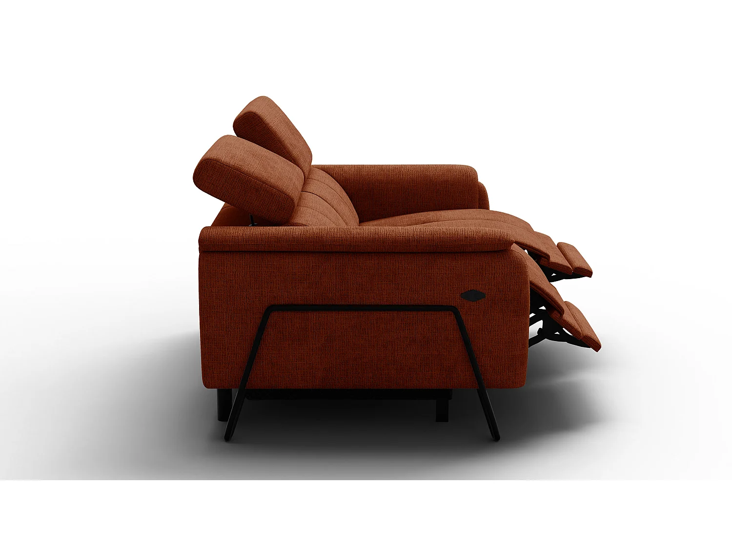 Canapé RODEN 2 places avec 2 Relax, tissu orange foncé