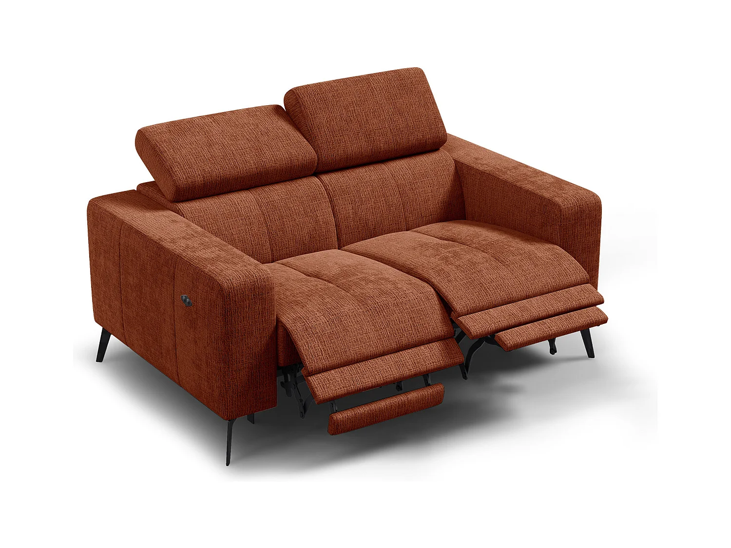 Canapé 2 places MORELLO avec 2 x Relax Zero Gravity, tissu orange foncé