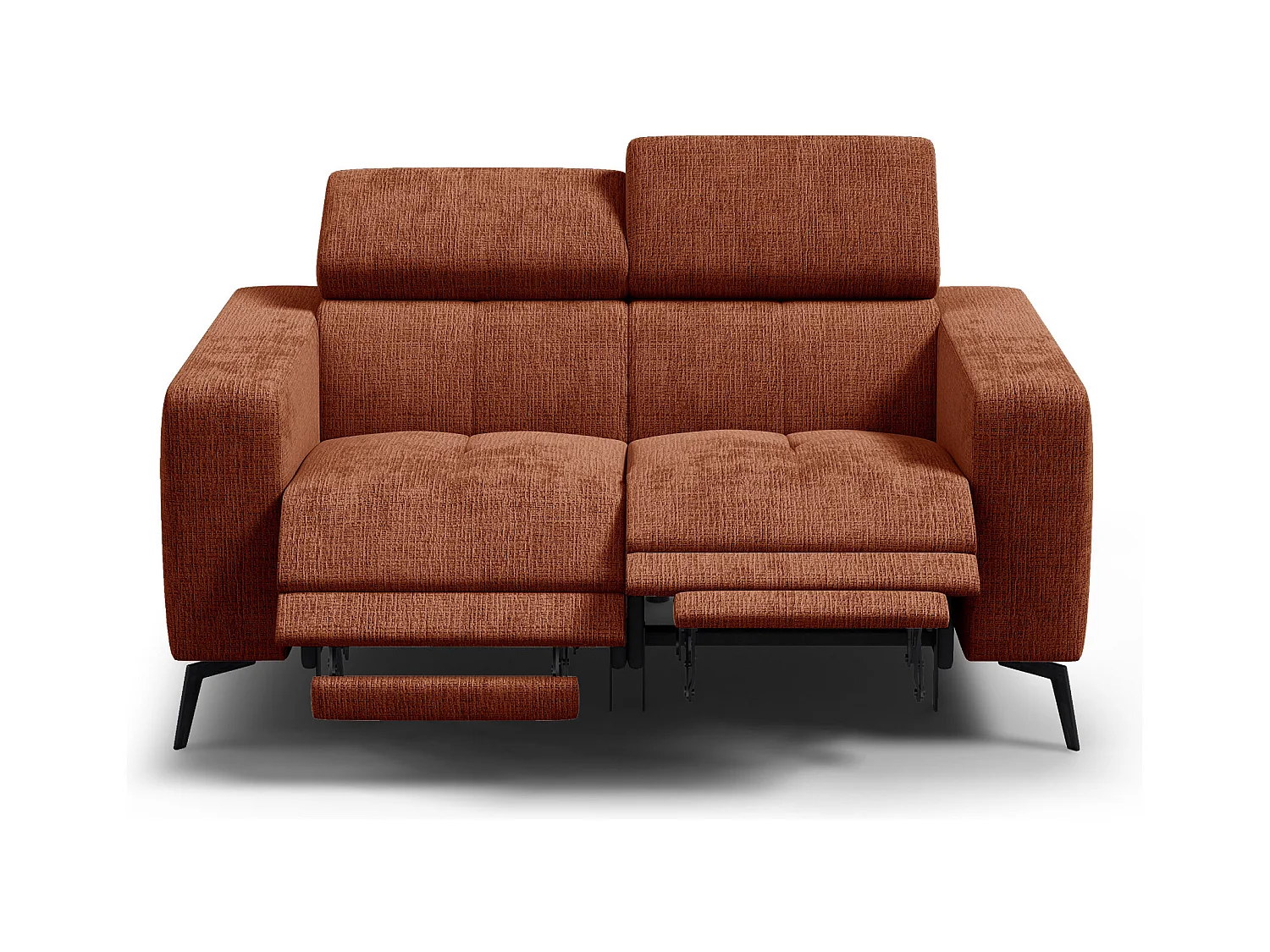 Canapé 2 places MORELLO avec 2 x Relax Zero Gravity, tissu orange foncé