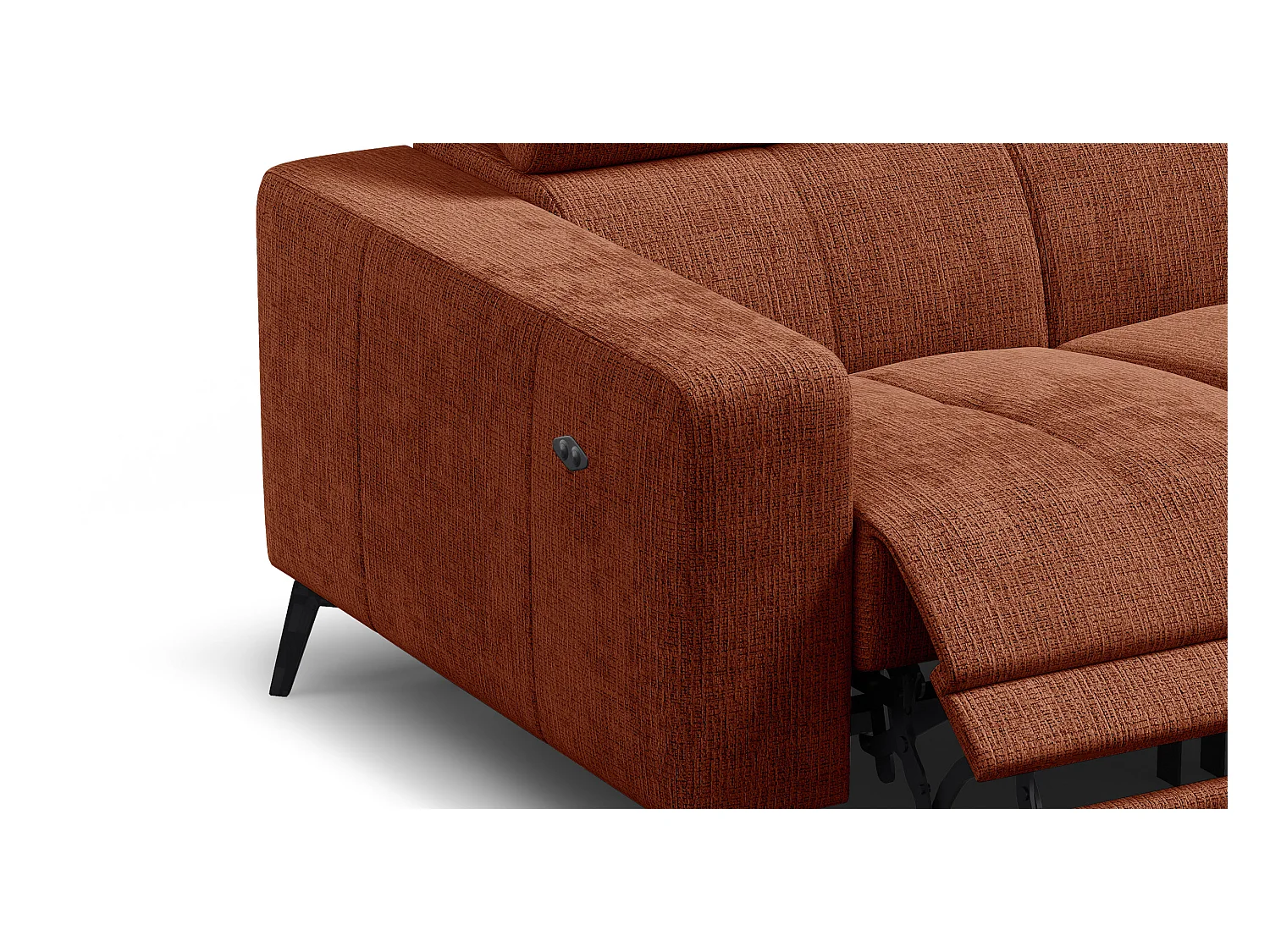 Canapé 2 places MORELLO avec 2 x Relax Zero Gravity, tissu orange foncé