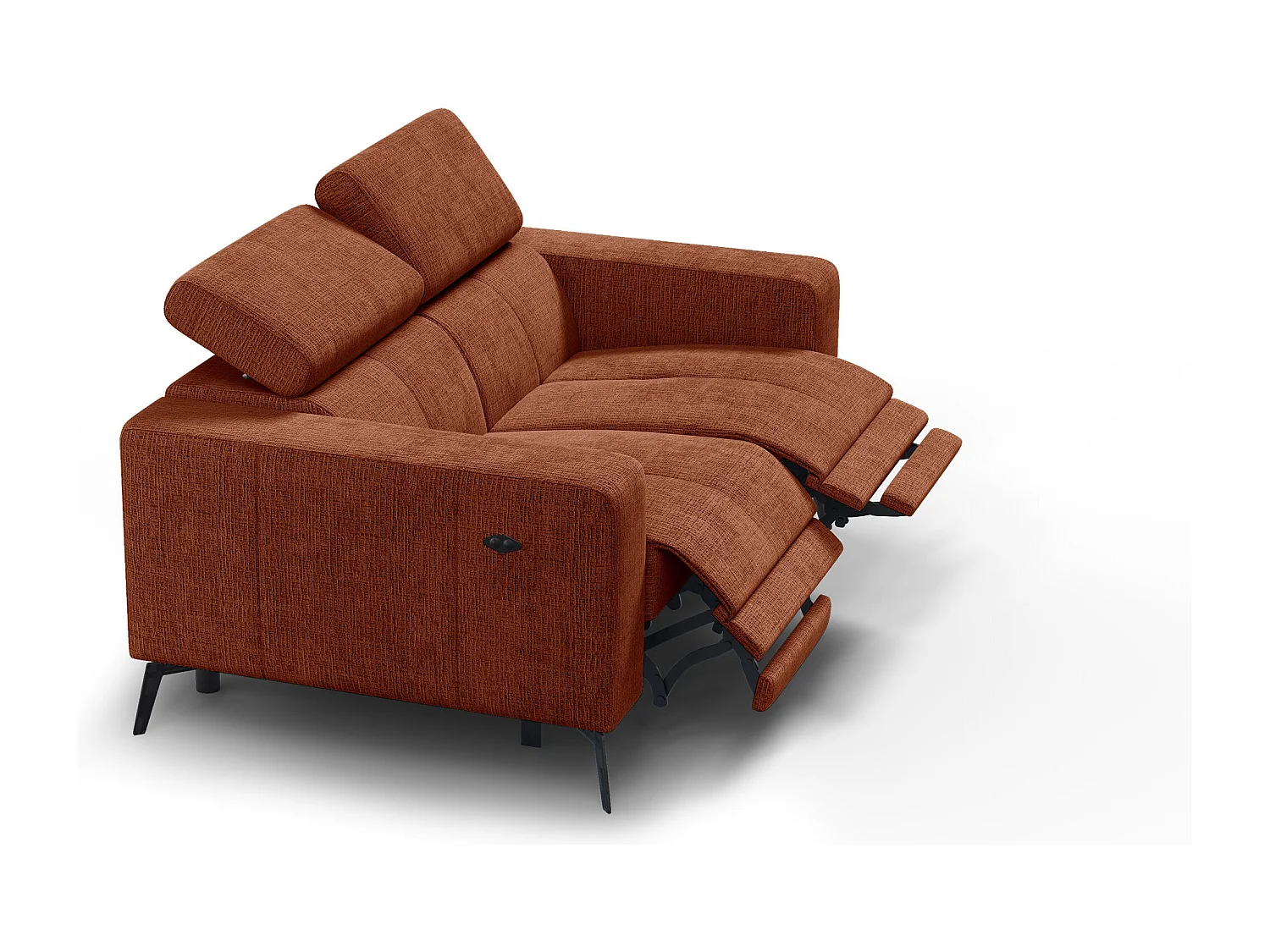 Canapé 2 places MORELLO avec 2 x Relax Zero Gravity, tissu orange foncé