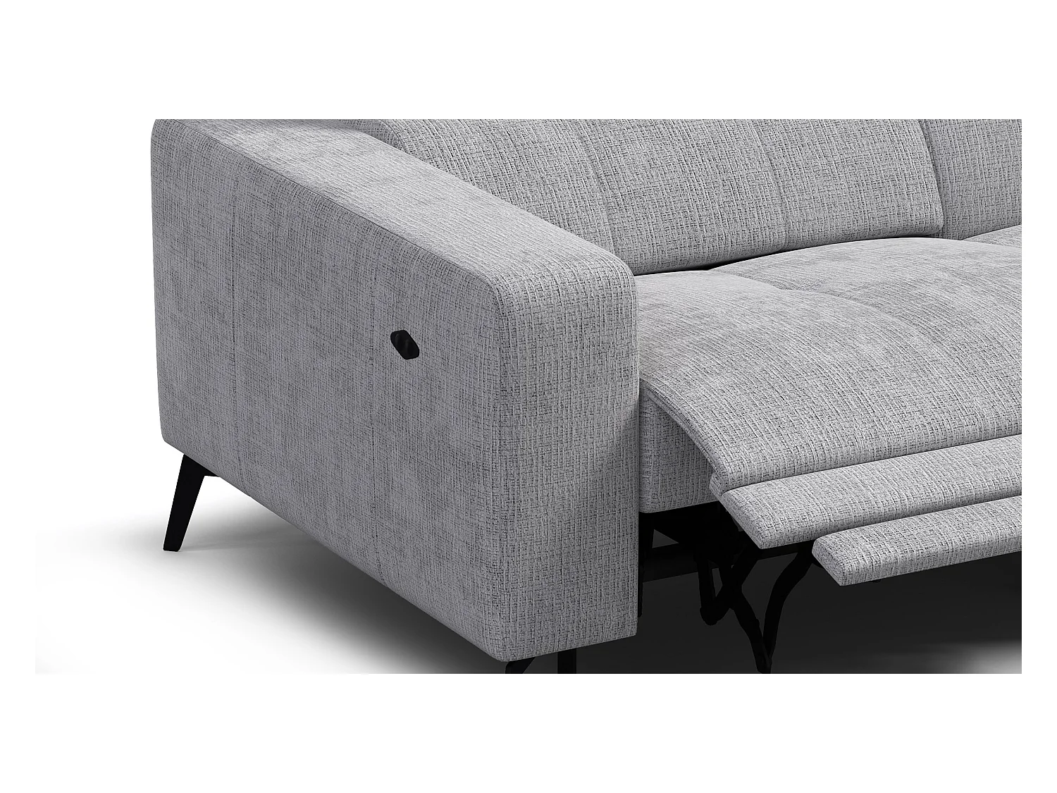 Canapé d'angle 4 places MORELLO avec 1 x Relax Zero Gravity, tissu gris clair