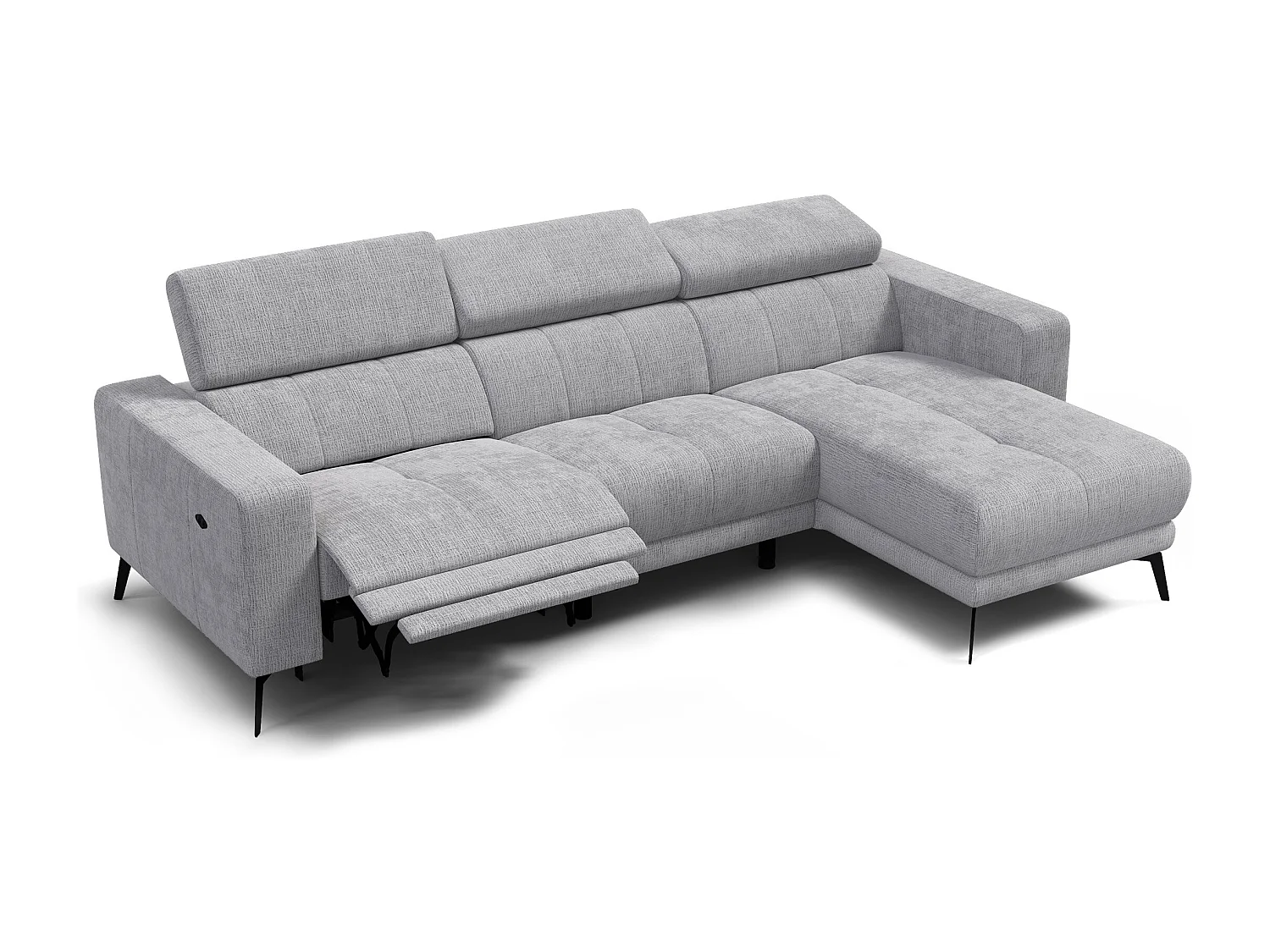 Ecksofa 4-Sitzer MORELLO, hellgrau, 1 x Relax Zero Gravity