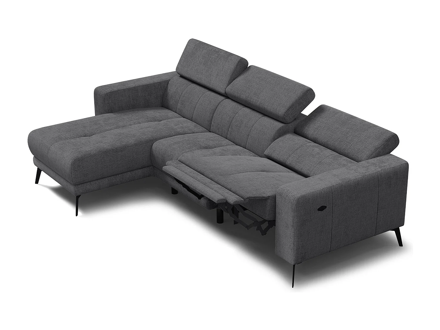Ecksofa 4-Sitzer MORELLO, dunkelgrau, 1 x Relax Zero Gravity