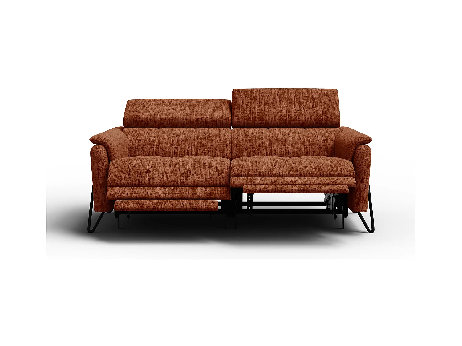 Canapé RODEN 3 places avec 2 Relax, tissu orange foncé