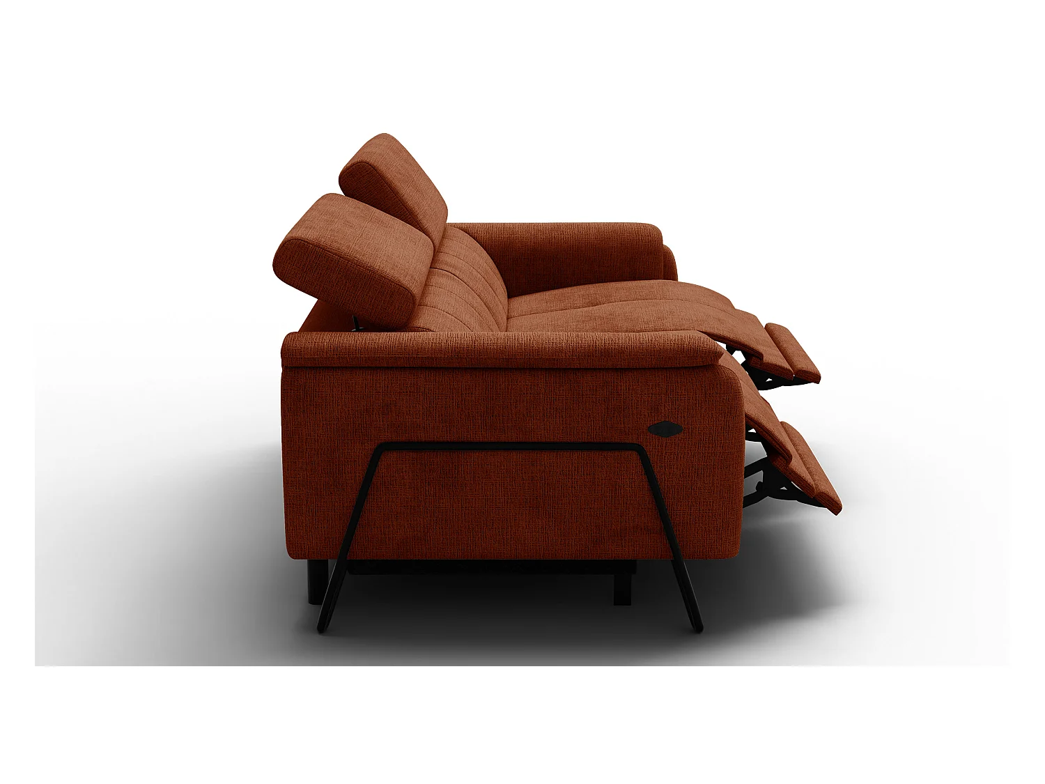 Canapé RODEN 3 places avec 2 Relax, tissu orange foncé