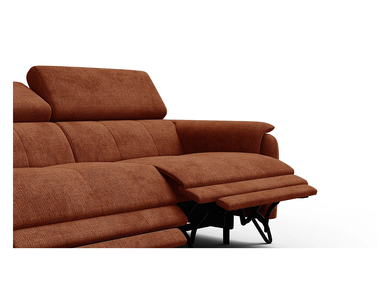 Canapé RODEN 3 places avec 2 Relax, tissu orange foncé