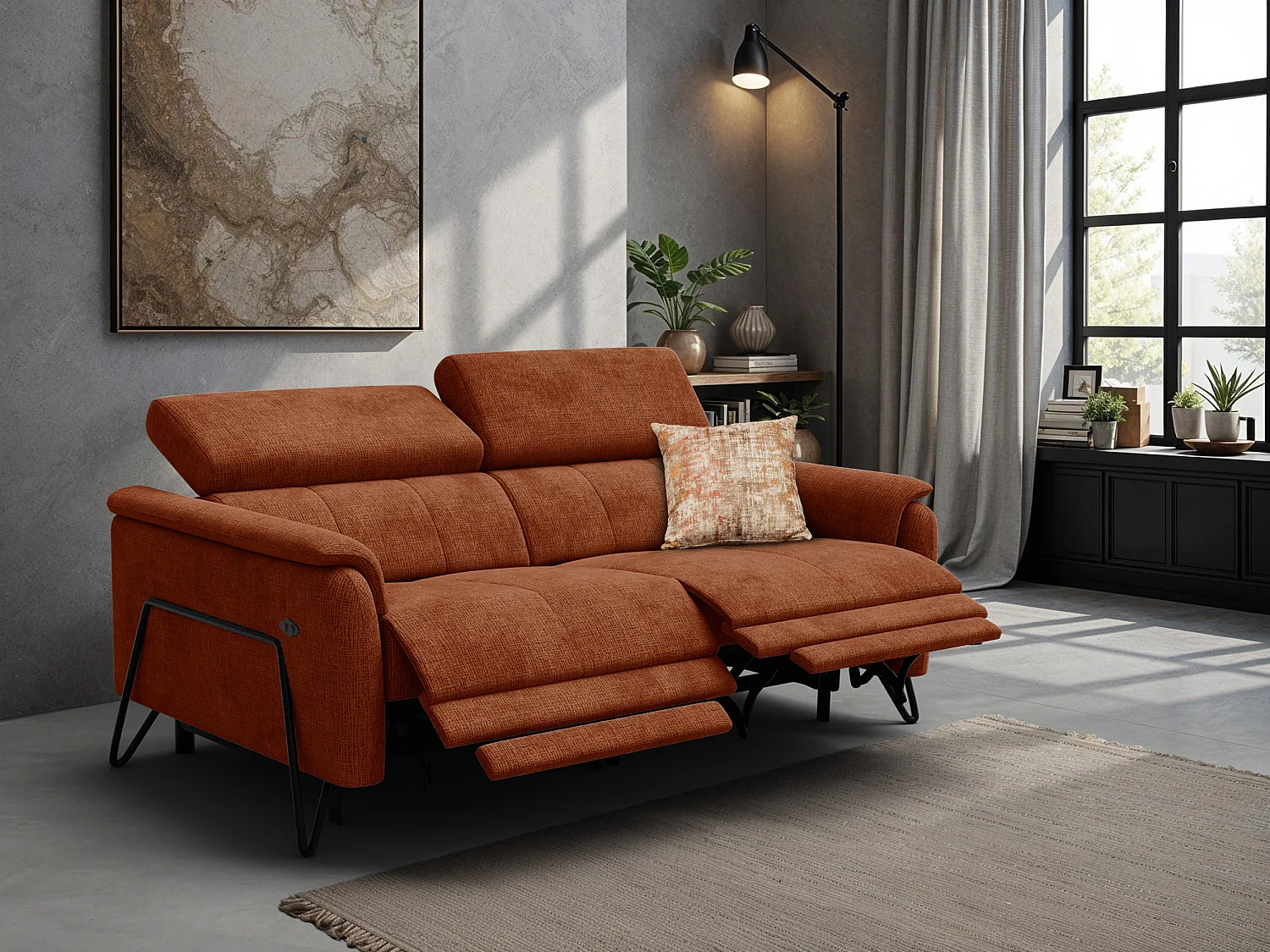 Relaxsofa 3-Sitzer RODEN, rostrot