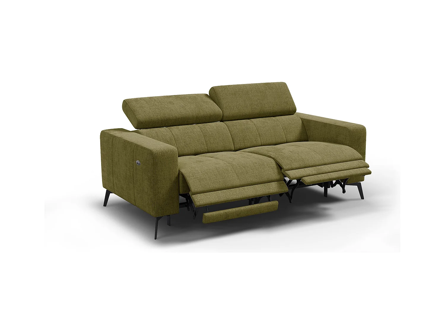 Canapé 3 places MORELLO avec 2 x Relax Zero Gravity, tissu olive