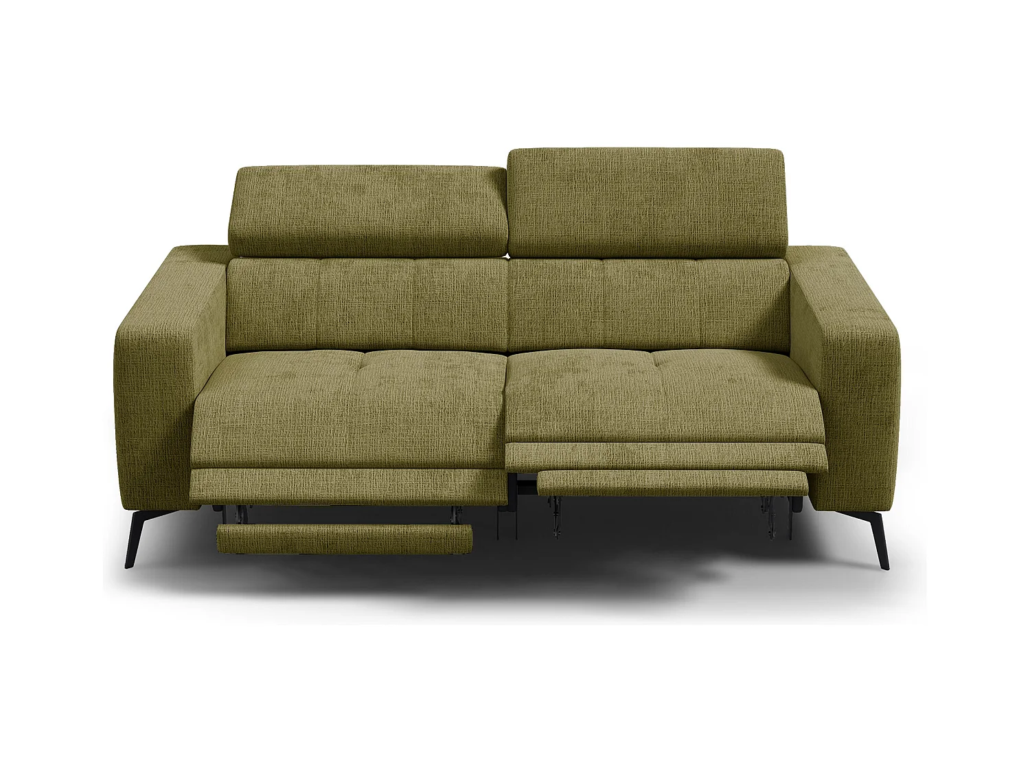 Canapé 3 places MORELLO avec 2 x Relax Zero Gravity, tissu olive