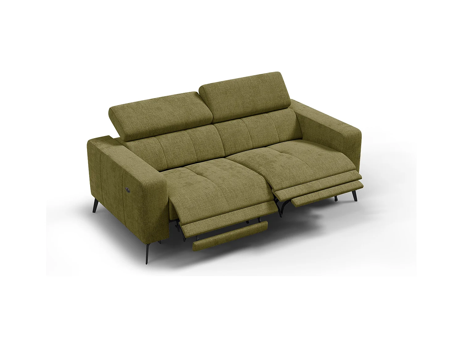 Canapé 3 places MORELLO avec 2 x Relax Zero Gravity, tissu olive