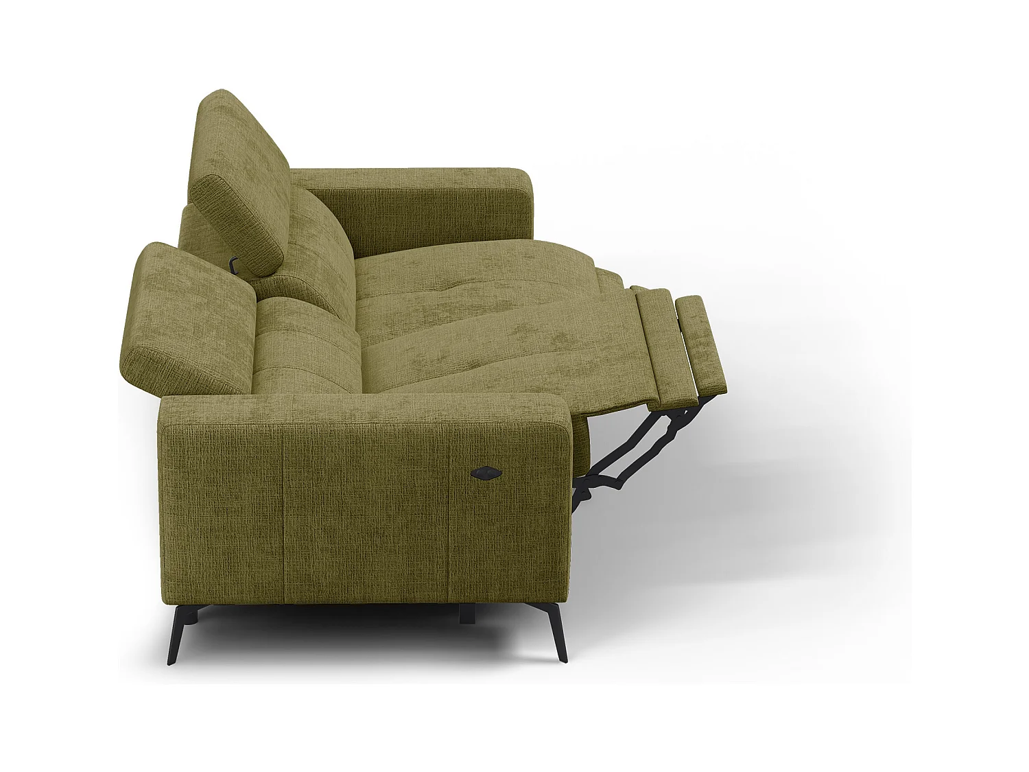 Canapé 3 places MORELLO avec 2 x Relax Zero Gravity, tissu olive