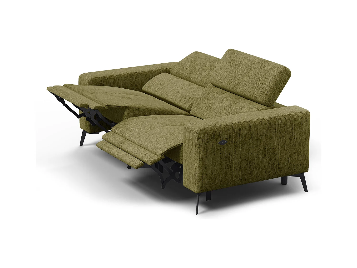 Canapé 3 places MORELLO avec 2 x Relax Zero Gravity, tissu olive