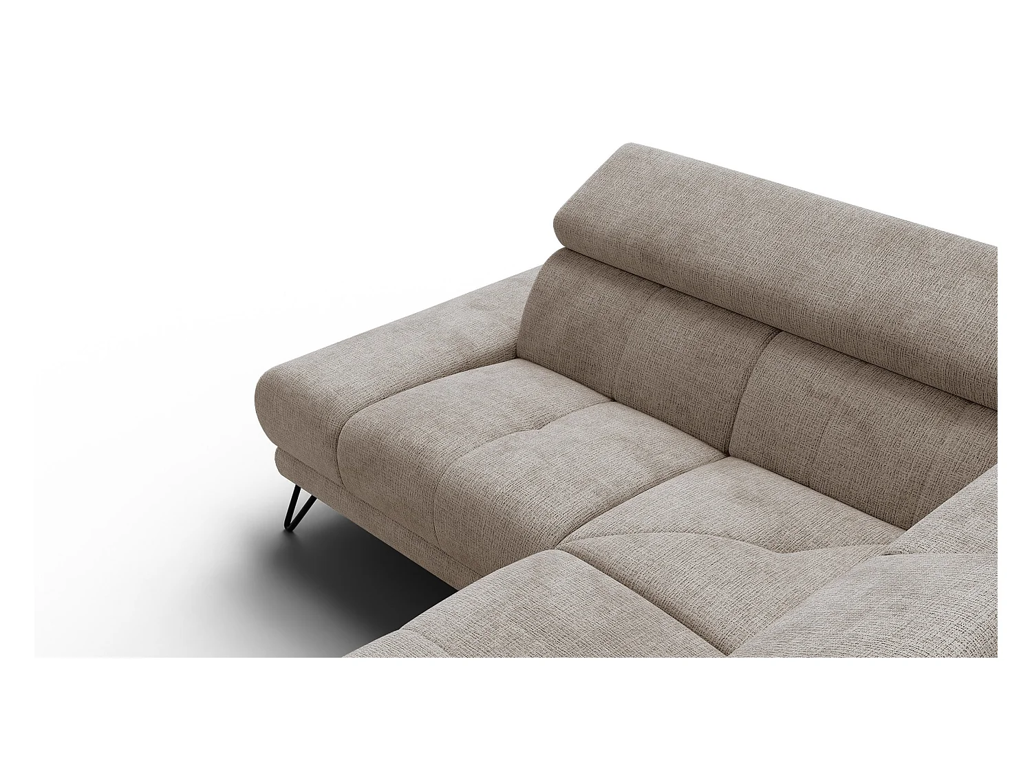 Canapé d'angle 5 places RODEN avec Relax, tissu beige